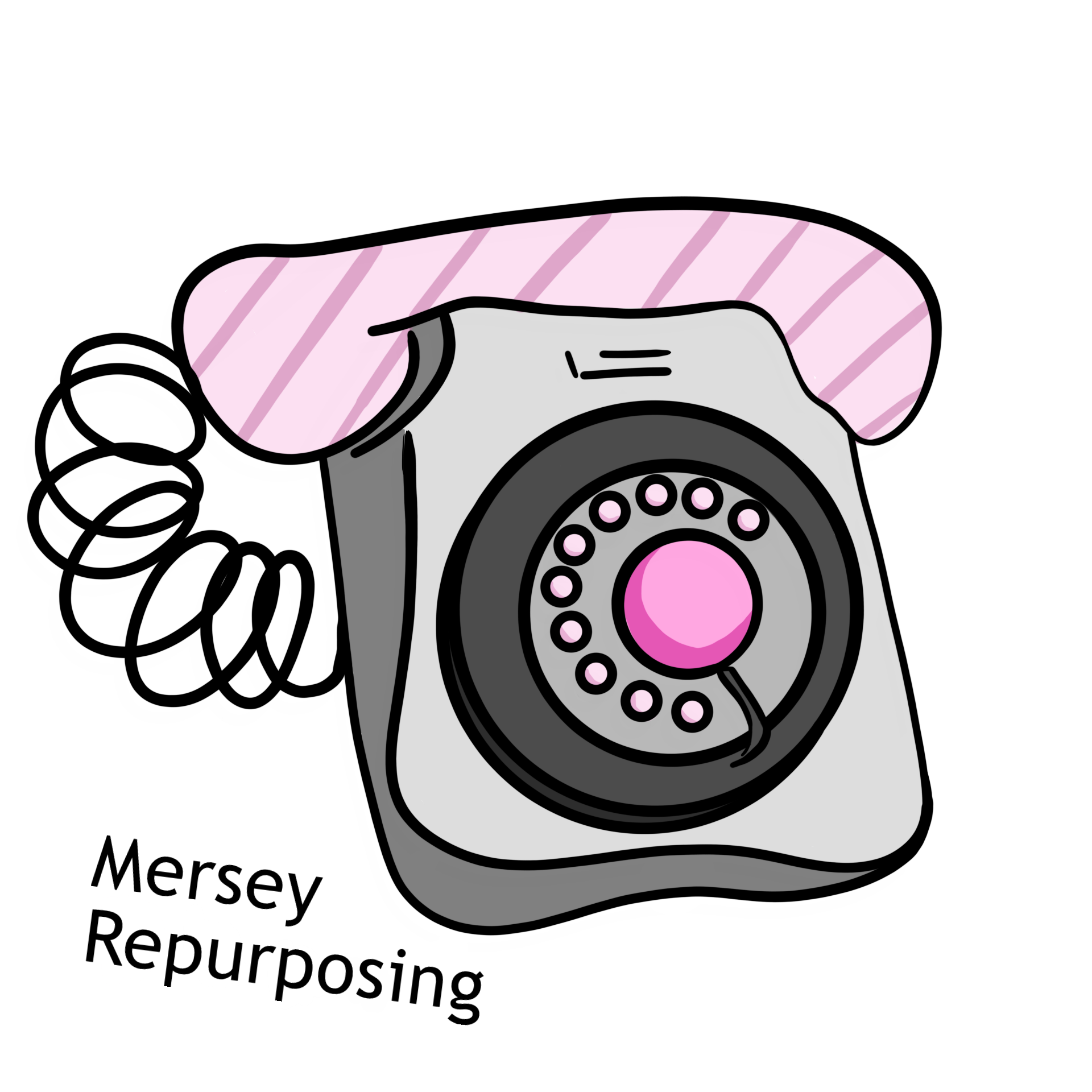 Cartoon logo of a dial up phone